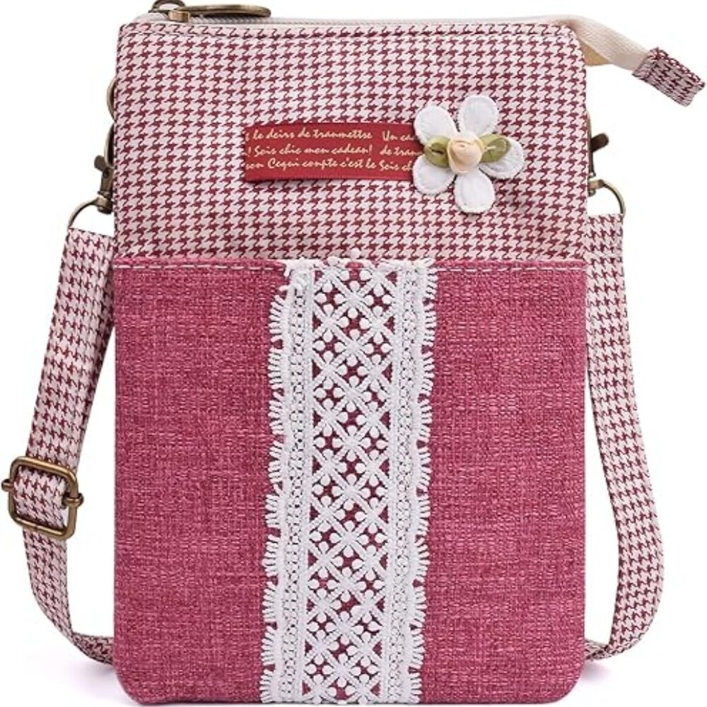 Red Small Multi-Pocket Crossbody Bag